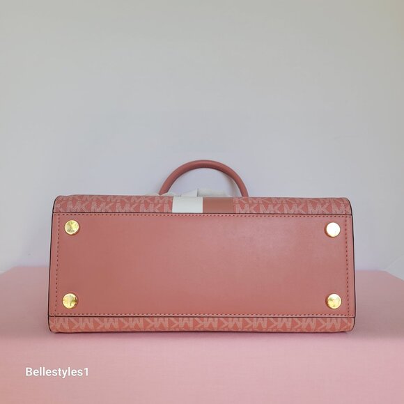 MICHAEL KORS Marilyn Medium Signature Logo Satchel-Sunrise Rose Multi ⭐ - Picture 9 of 16